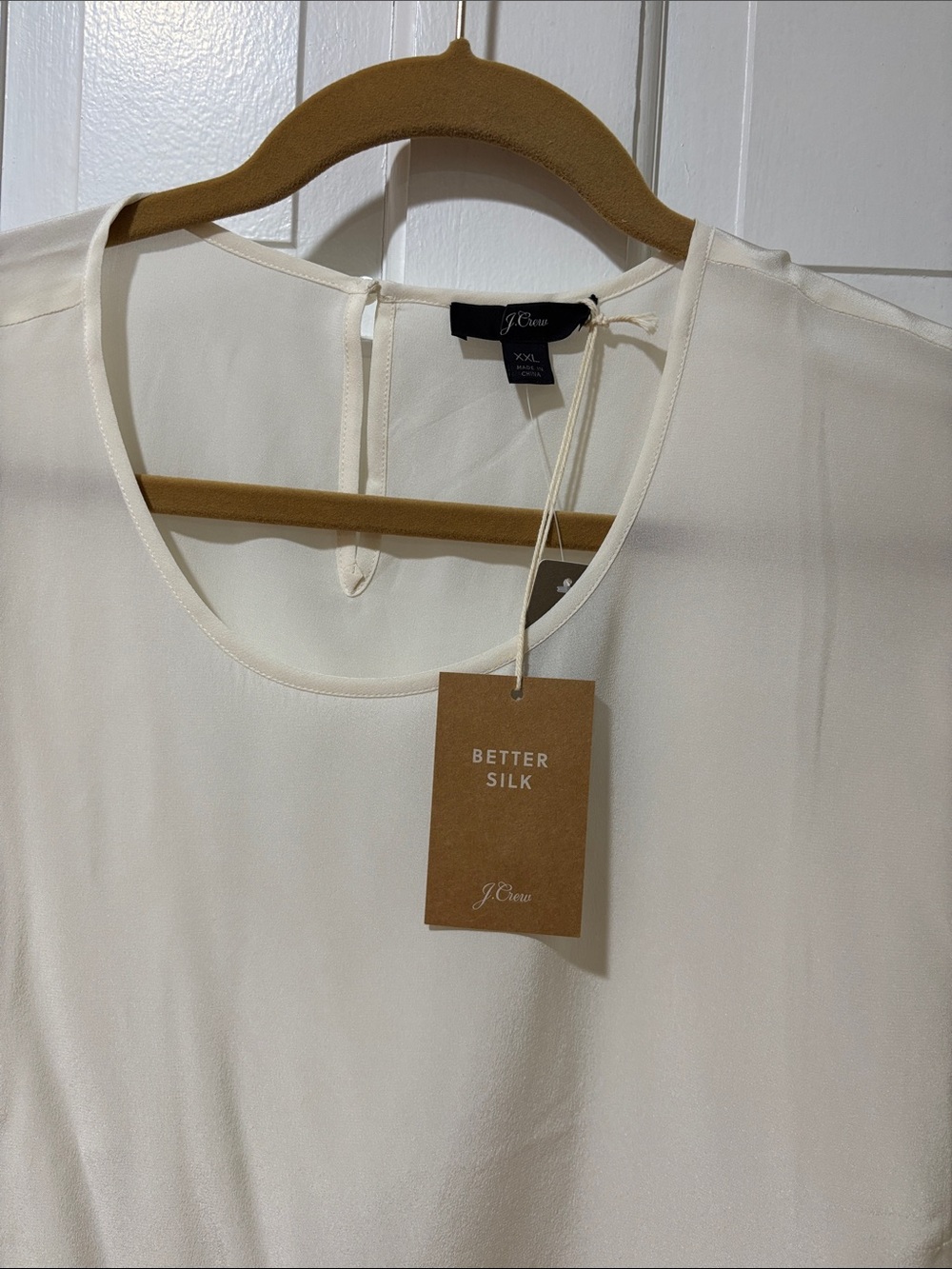 J. Crew Cream Silk Round Neck Blouse